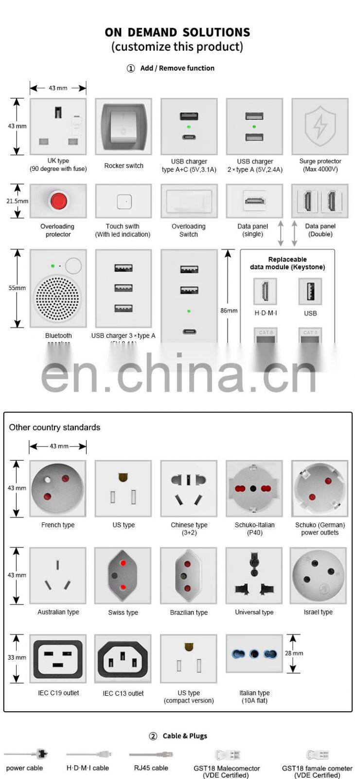 Motorized socket with fused UK power socket outlets