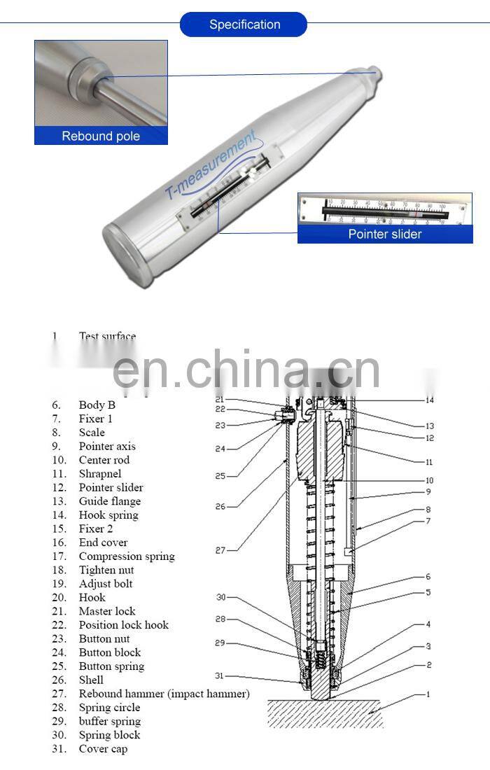 Taijia Concrete Testing Products CONCRETE TEST HAMMER zc3-a schmidt hammer zc3a Concrete Rebound test hammer schelometer