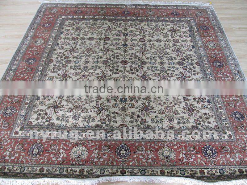 Oriental handmade 100% natural silk persian design hand knotted purple carpet