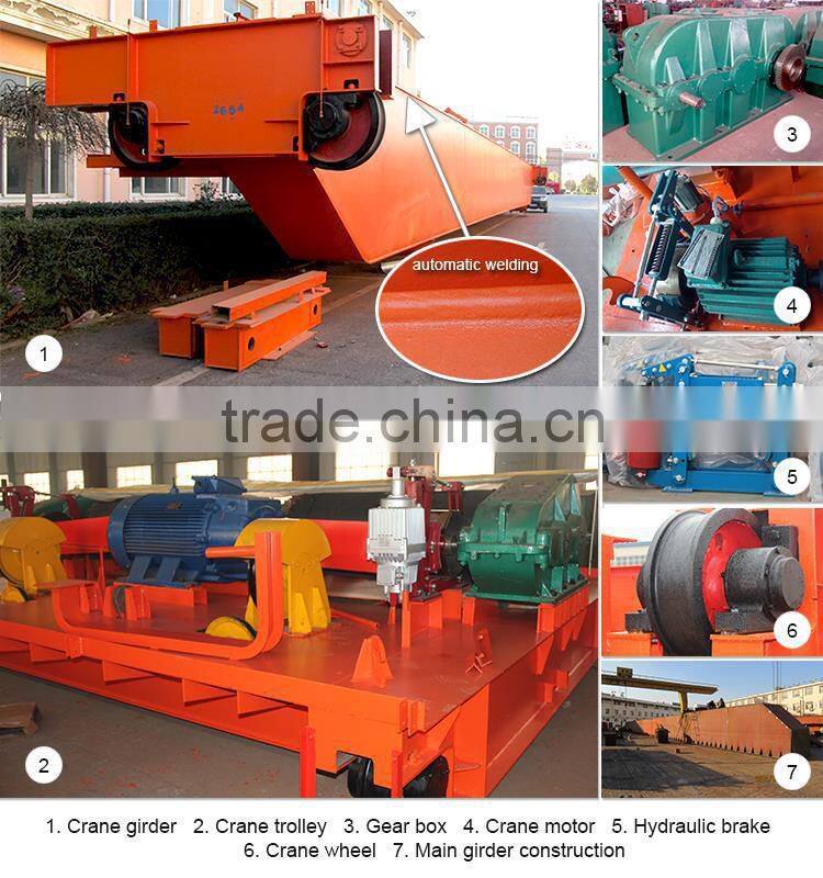 Heavy duty 50ton double girder rail travelling overhead bridge crane with electric components