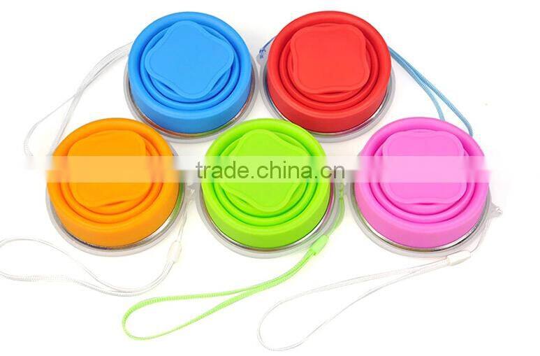 2015 silicone foldable water bottle manufacturing cup