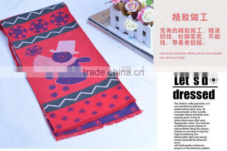 Good Quality Fashion Baby Boys Girls Snowflower and Snowman Knitted Cashmere Scarf for Christmas