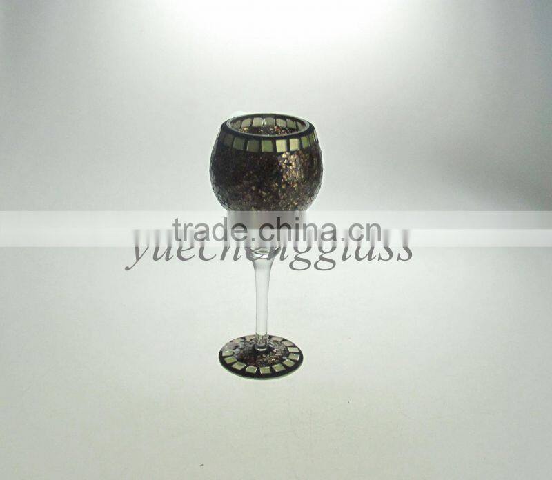 Handmade tall mosaic glass candle holders for weddings wholesale