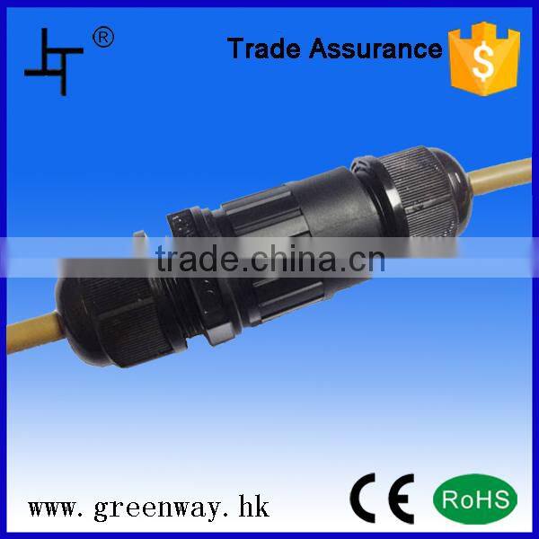 ip68 3 pins waterproof connector with cable glands