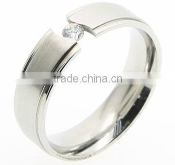 Stainless Steel Lathe Gold Plated Tension Setting Rings With Zircon