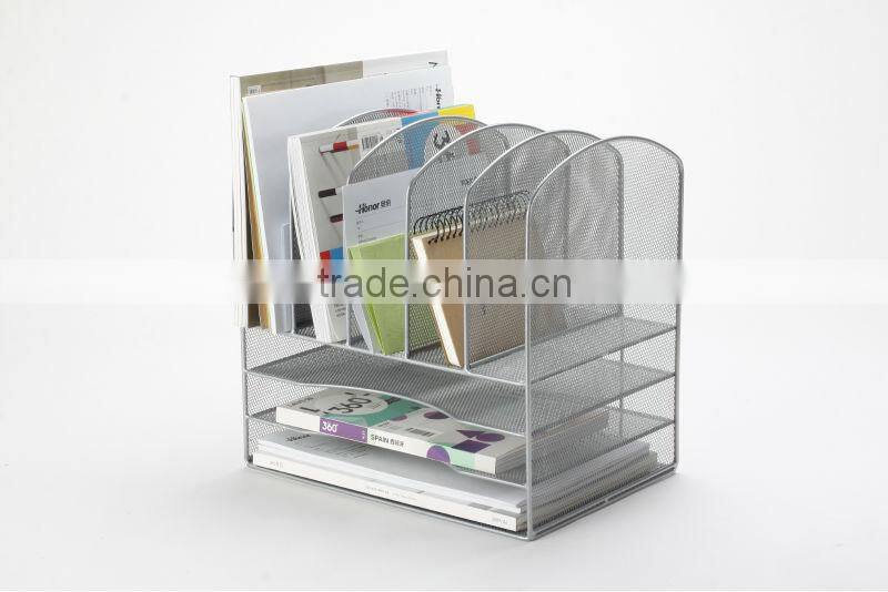 metal wire office desktop six upright section file letter holder