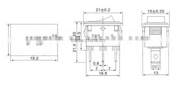 YL3-8 square white on off LED dpdt lighted rocker switch