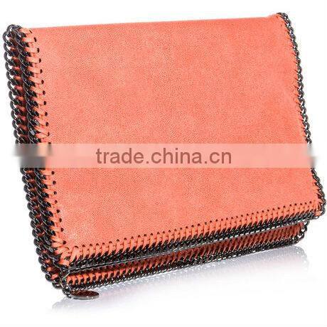 V452-2013 fashion suede leather clutch bag for young girls,handbag with chain strap