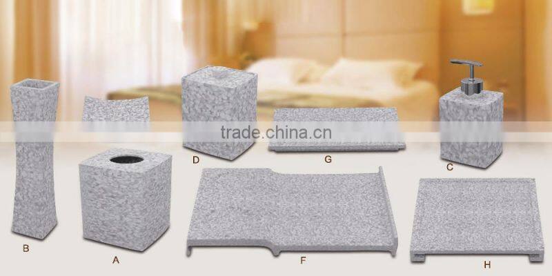 Hotel resin product bathroom accessories resin vase/tissue box/amenity box/towel dish/soap dish customized