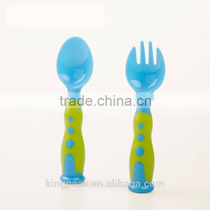 2015 New Product Stand up Baby first Cutlery set /travel cutlery set with case/Kids standing cutlery set /fork and spoon set
