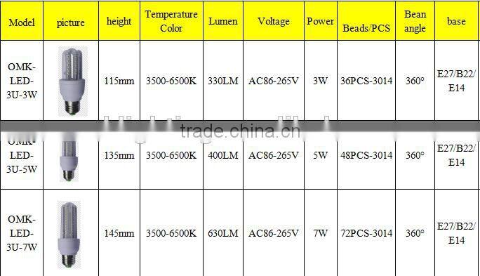 E27/E22/E14 base led corn light 3w/5w/7w