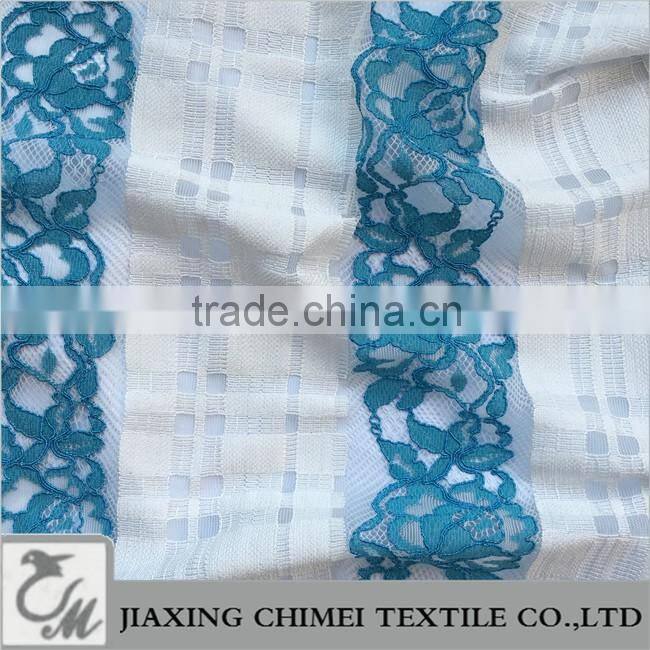 blue & white strip lace fabric