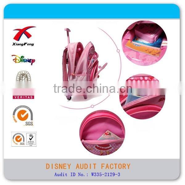 Nylon cartoon new style girl kids school trolley bag