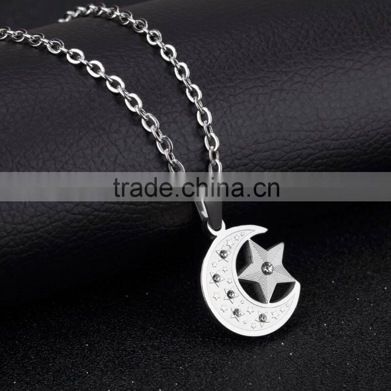 china top ten selling products 316L stainless steel silver plating moon star pendant for couples