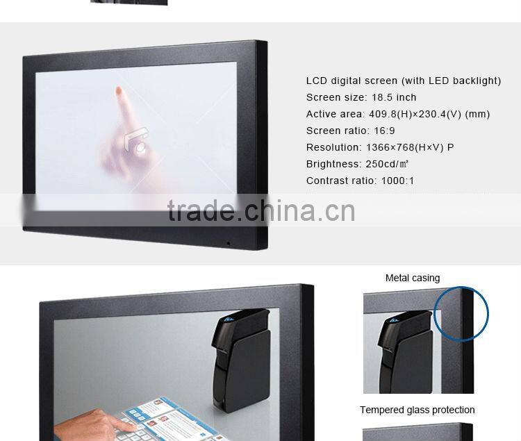 19 inch wall mounted built in media player LCD advertising monitor,auto loop advertising display TV with SD slot