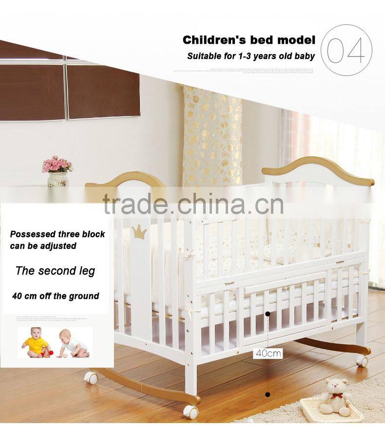 Eco-friendly Wood Multifunction Wooden Baby Cribs Pine Wood Baby Bed