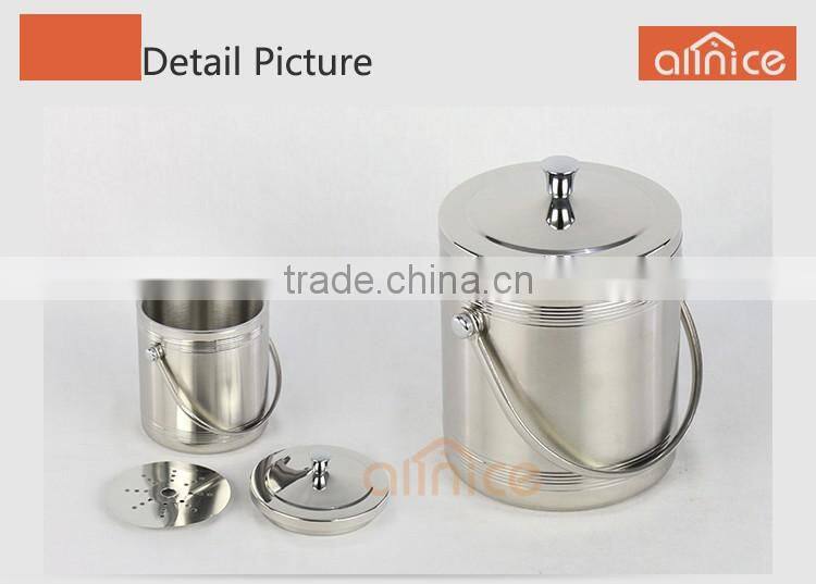 Top selling portable moving ice bucket/mental stainless steel ice cooler with rack&lid/ wine cooler pail