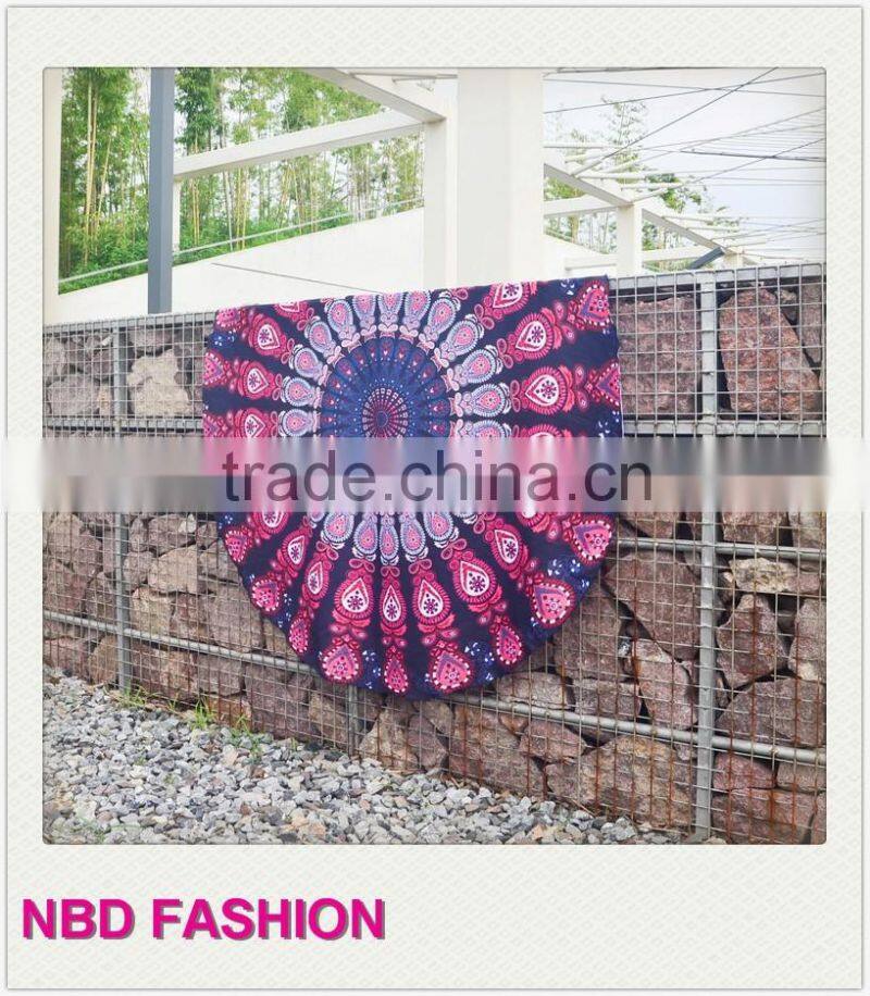 Latest Design Peacock Round Beach Scarves Yoga Mat