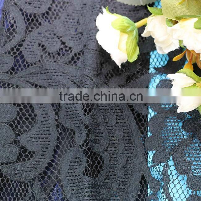 Black flowers cotton nylon lace fabric embroidery african voile lace cord lace fabric