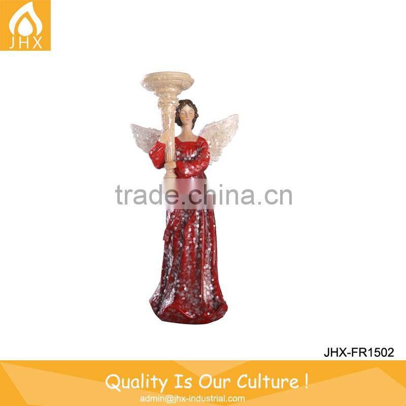 Indoor Decor Beautiful Red Resin Cherub Angel Statues