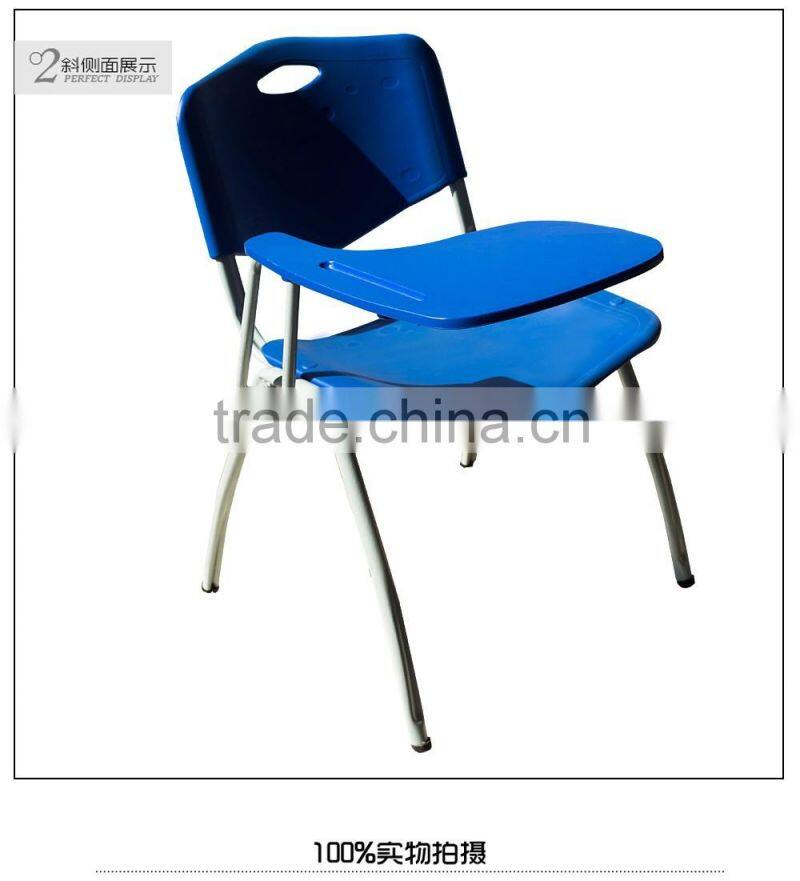 hot sale training room plastic study chair with folded writing pad