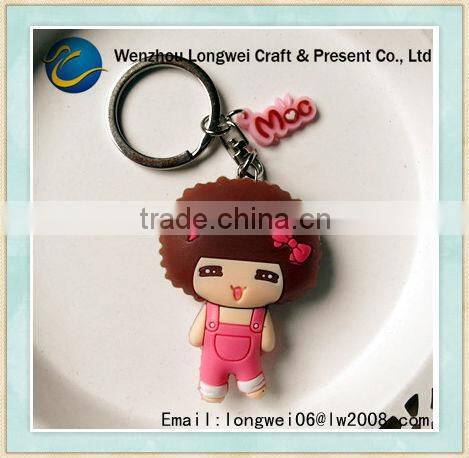 fox girl shaped pvc soft rubber silicon keychain