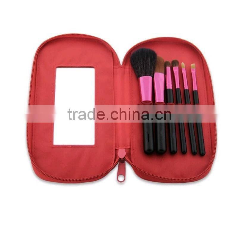 Portble mini artificial fibers 6pcs brush travel set brush