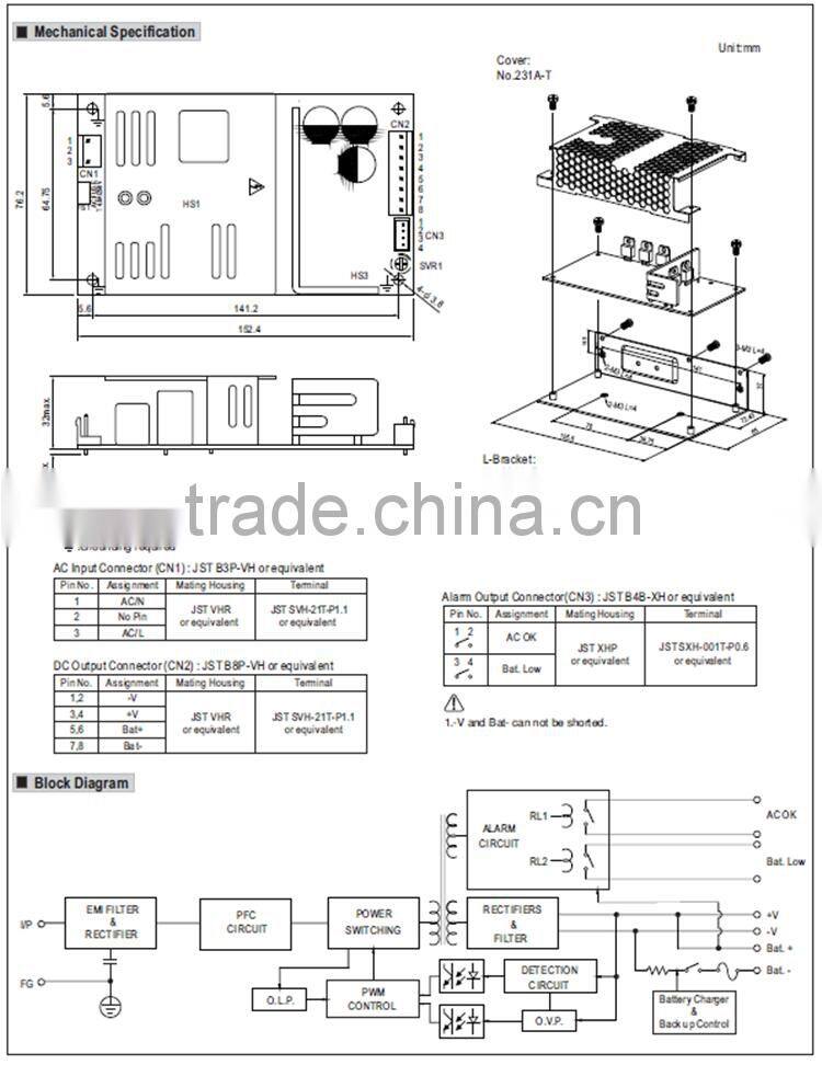 Meanwell switching power supply 160w with battery charger/UPS Function power supply