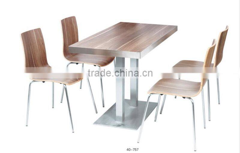 Sanlang cheap restaurant tables chairs with chrome legs