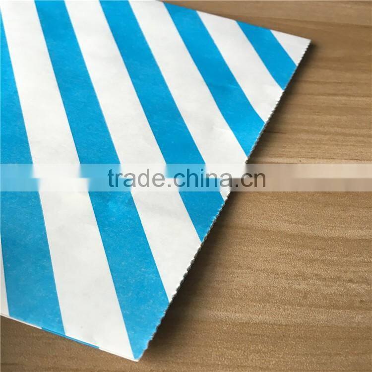Blue stria printed food packaging stand up kraft paper bag manufactured by professional factory