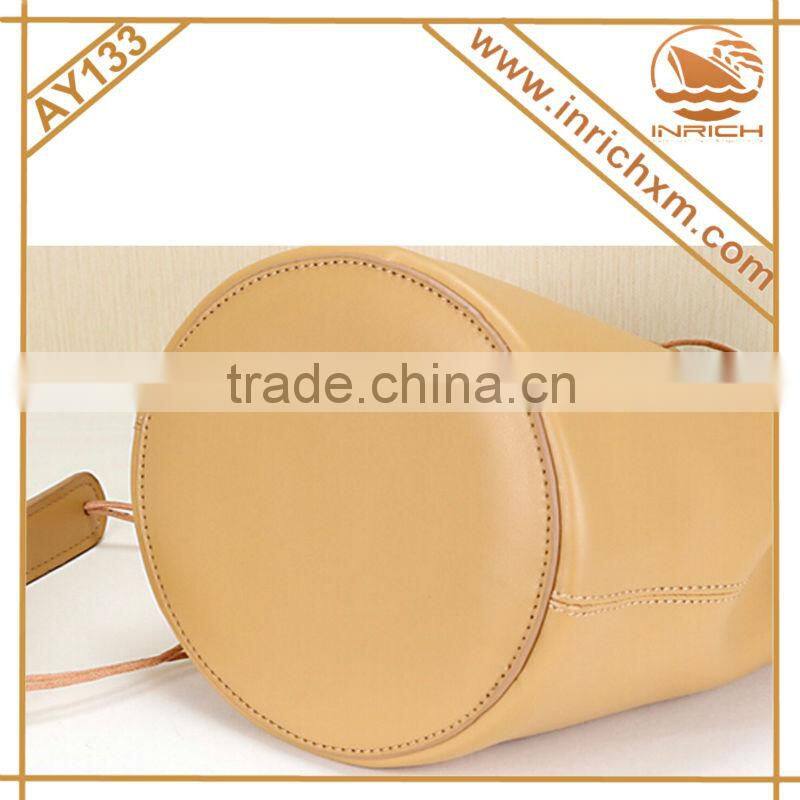 New Arrival Genuine Leather Solid Color Vintage Shoulde Bag,Bucket Bag