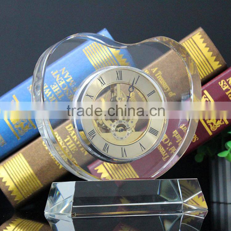 2015 heart shape crystal tuning chinese electronic clock movement gift