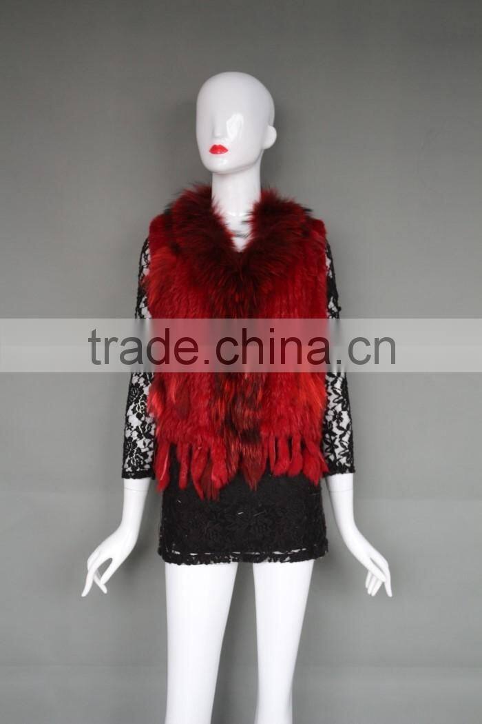 Rabbit Hooded Fur Cape /Shawl with Tassels for ladies
