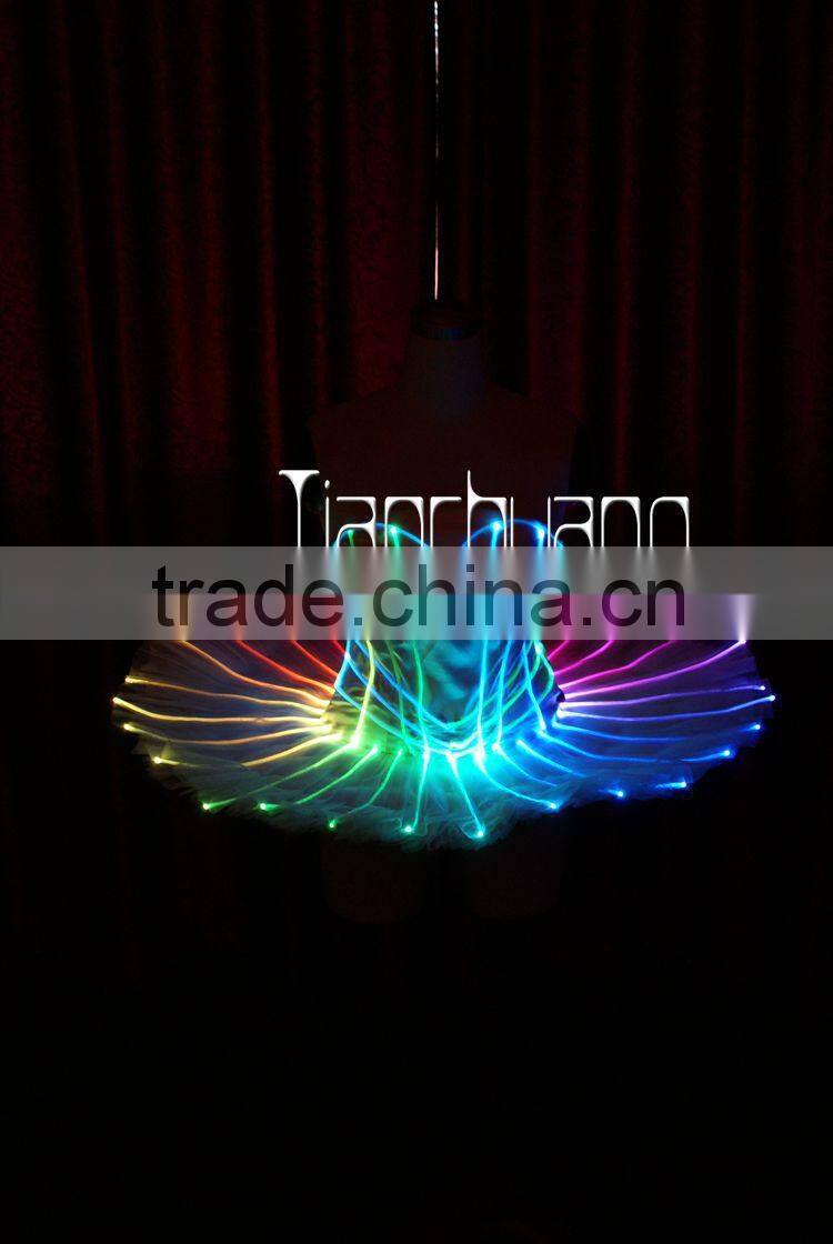 DMX 512 controlled wireless fiber optic dress,full color light up ballet wear,light up tutu dress