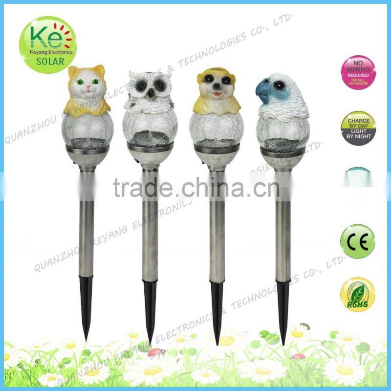 Resin animal with glass ball courtyard led path solar light