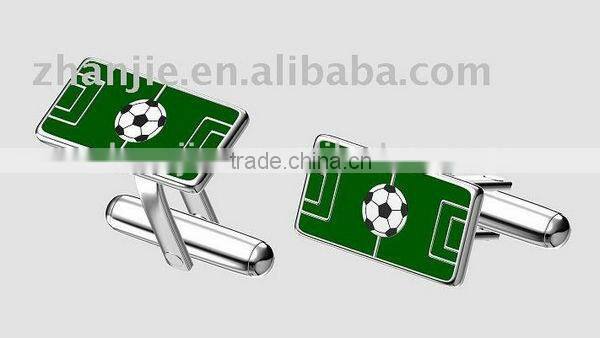 Lastest fashion green theme football cufflinks blanks