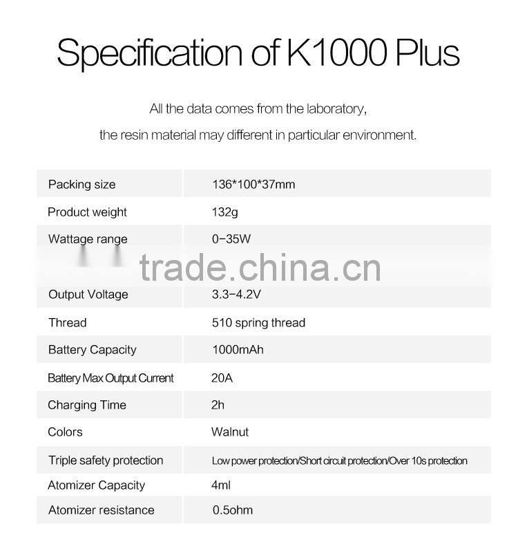 Best Selling 2016 Kamry K1000 Plus Personal Vaporizer with e cig juice