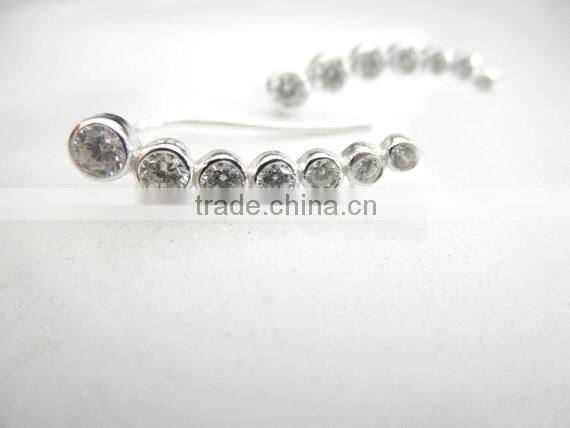 Fashion 925 Sterling Silver CZ Ear Pins Earring Jewelry