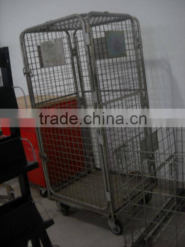 Steel Wire Foldable Rolling Trolley Tool Cart for Warehouse Logistic Workshop