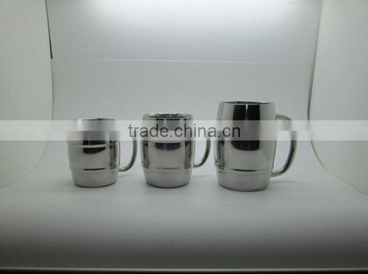 2014 Hot selling with rollings eco-friendly FDA LFGB double layer stainless steel coffee mug cup tumbler