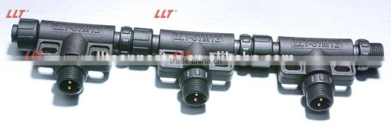 LLT Easy Installable M12 series T connector Outdoor lighting electrical Tee Connector