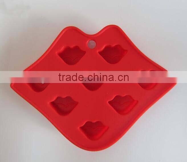 Lovely 8 Cavities lip shaped ice cube tray silicone molds