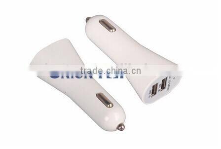 Input 12-24v output 5v 1a/2.1a double usb car charger with led light for phone and tablet