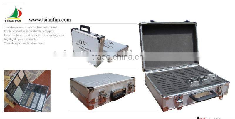 custom aluminum traveling display case/quartz marble granite stone samples display box PX015