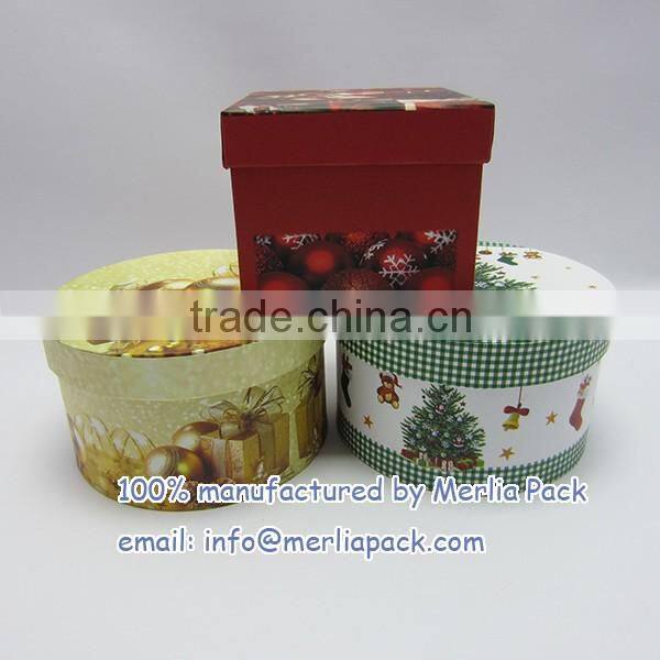 Round Christmas Storage Box Xmas Light the Bible Book Storage Oval Paper Mache Box