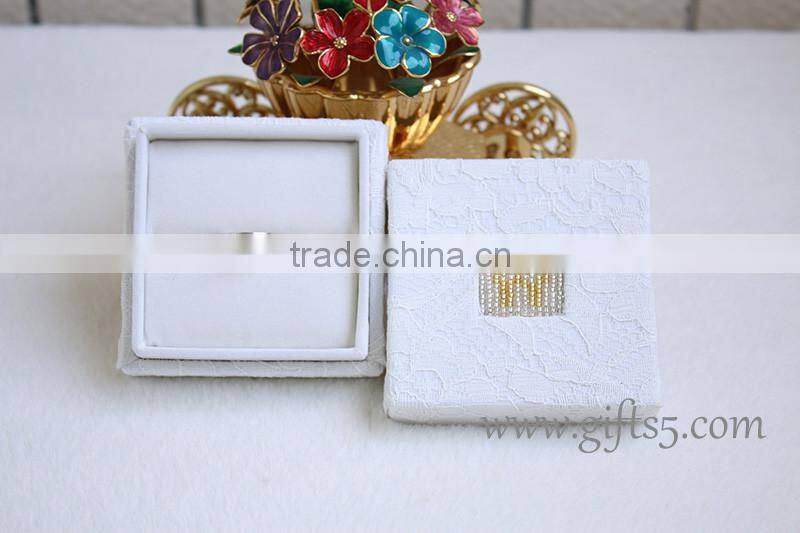 Unique creative ring boxes wedding ring bearer box with beaded name plate of W