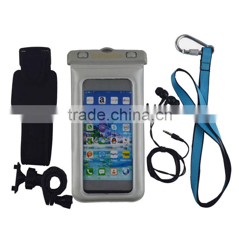 Customer Design Logo Cell Phone Waterproof Bag with String for Underwater Swimming
