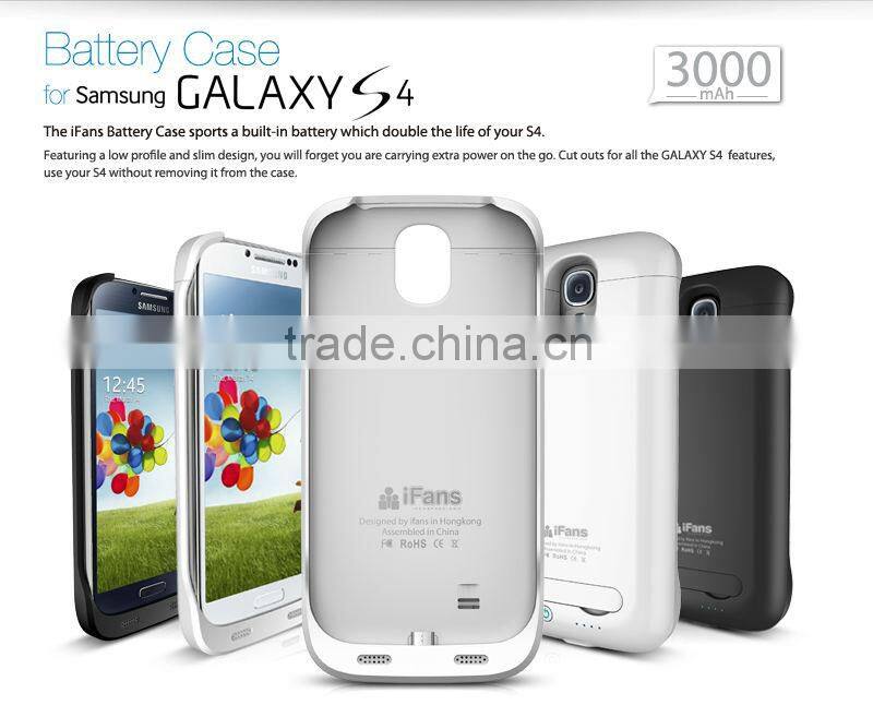 3000mah external battery backup case for Samsung Galaxy S4 I9500 portable power bank for S4