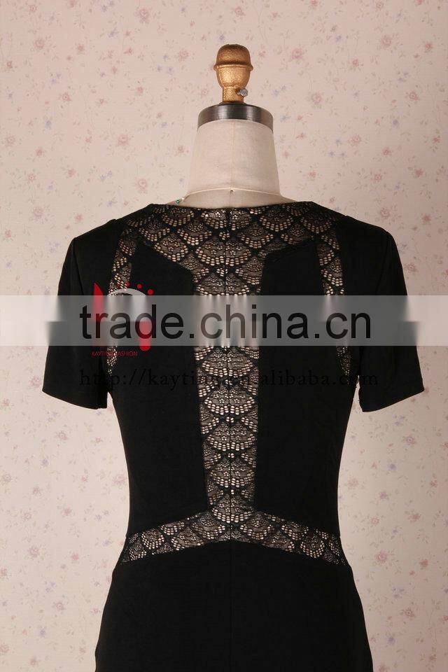 Simple short sleeve spandex cotton mermaid evening long dress