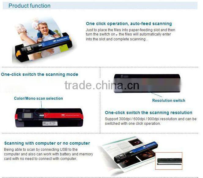 New 2013 digital slide scanning snap on scanner with own backlight CIS Sensor type support 32GB SD card USB and batteries power